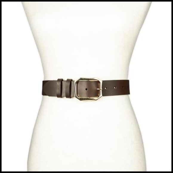 Genuine Buffalo Leather Belt with Gold Buckle, Size Medium main image 6
